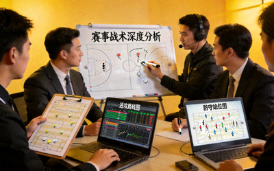 专业体育记者团队进行赛事战术深度分析场景